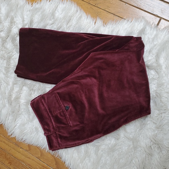 Ann Taylor Maroon Velvet Flare Pants Size 12 - Picture 8 of 8